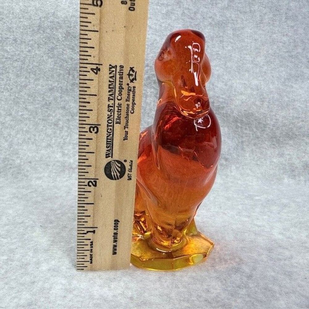 Vintage 1960s Viking Art Glass Amber Duck Epic Line Tucked Bill 4-1/2" Figurine - Picture 9 of 9